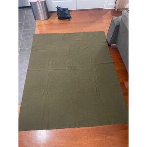 VTG US ARMY GREEN HEAVY WOOL BLANKET 84" X 66" W/ U.S. STENCIL FIELD GEAR